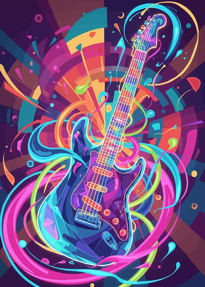 Colorful Electric Guitar Art