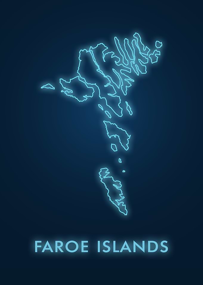 Faroe Islands Neon Map