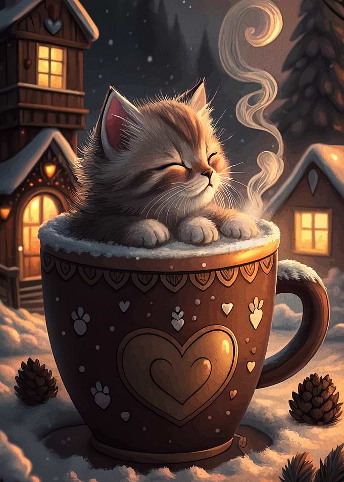 Cozy Kitten in a Cup