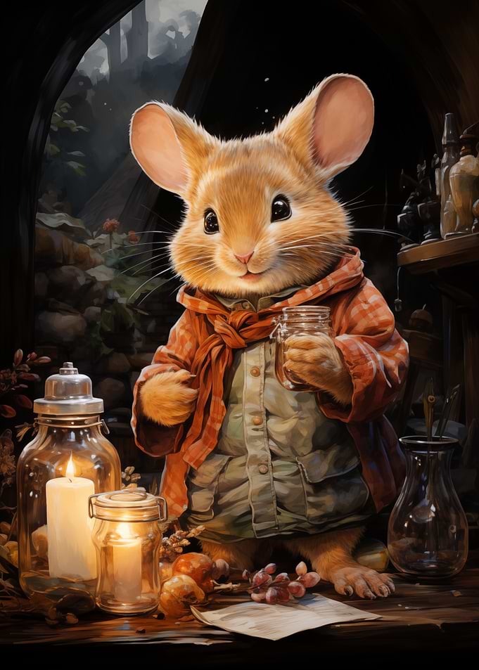 Mouse with Jar and Candles