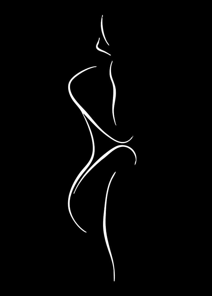 Elegant Woman Silhouette Line Art