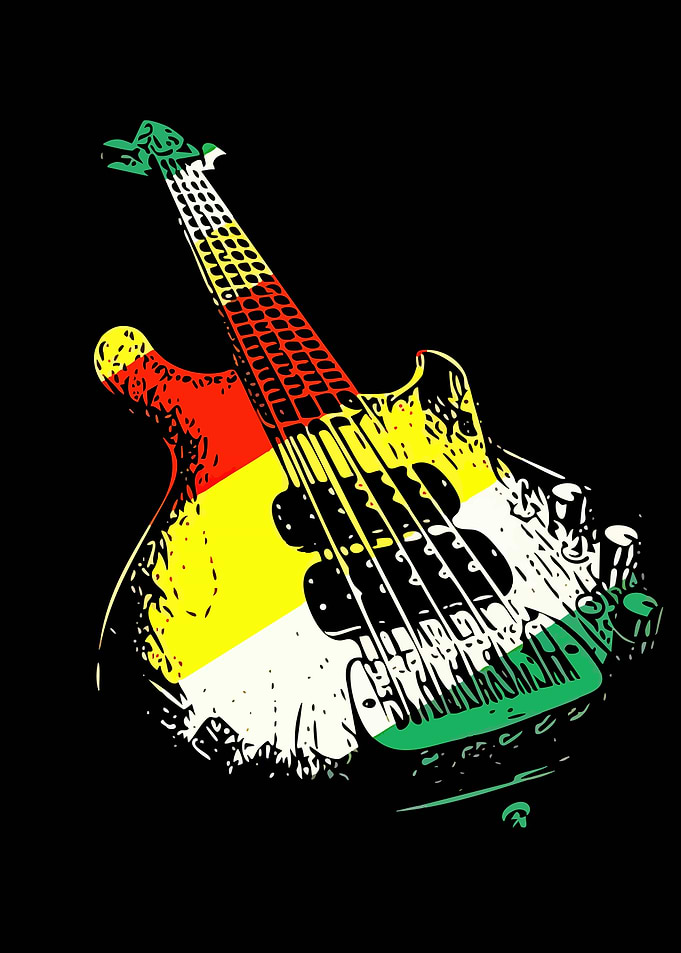 Rasta Bass Guitar Pop Art