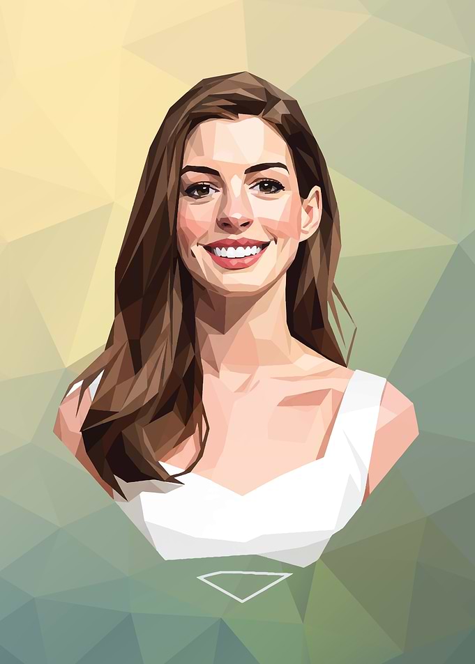 Anne Hathaway smile Polygon Portrait