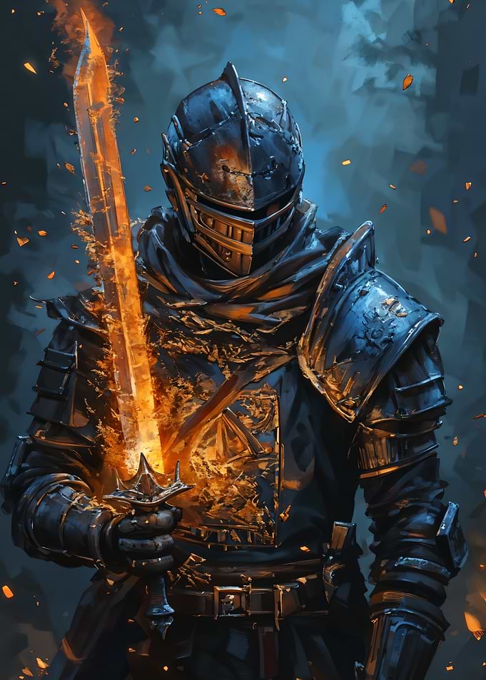 Fiery Knight with Sword