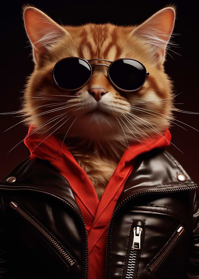 Cool Cat in Leather Jacket