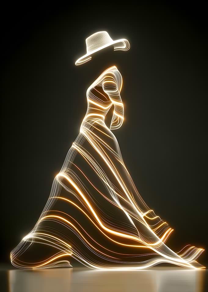 Elegant Glowing Dress and Hat