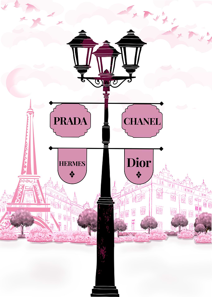 Parisian Fashion Brands Illustration