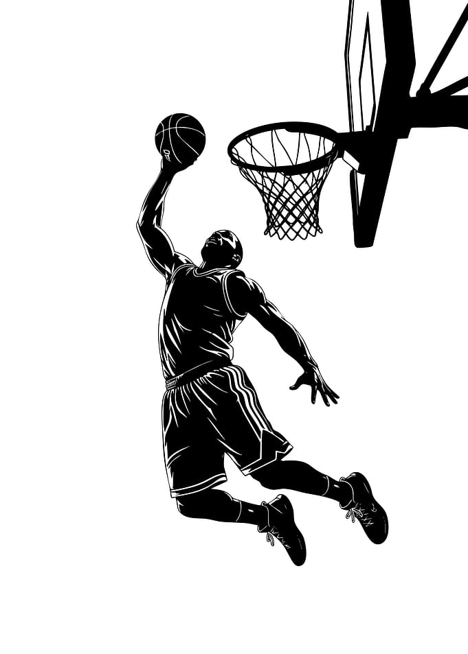 Basketball Player Dunking Silhouette