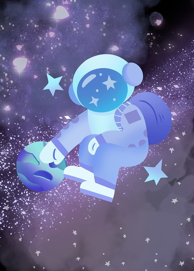 Astronaut in Space with Planet