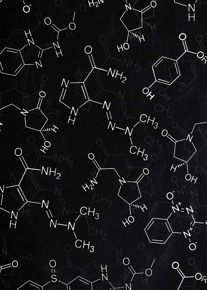 Chemical Structures on Black Background