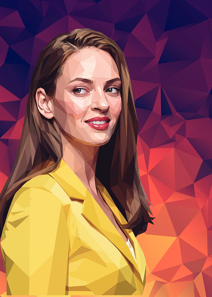 Woman in Yellow Blazer, Polygon Art