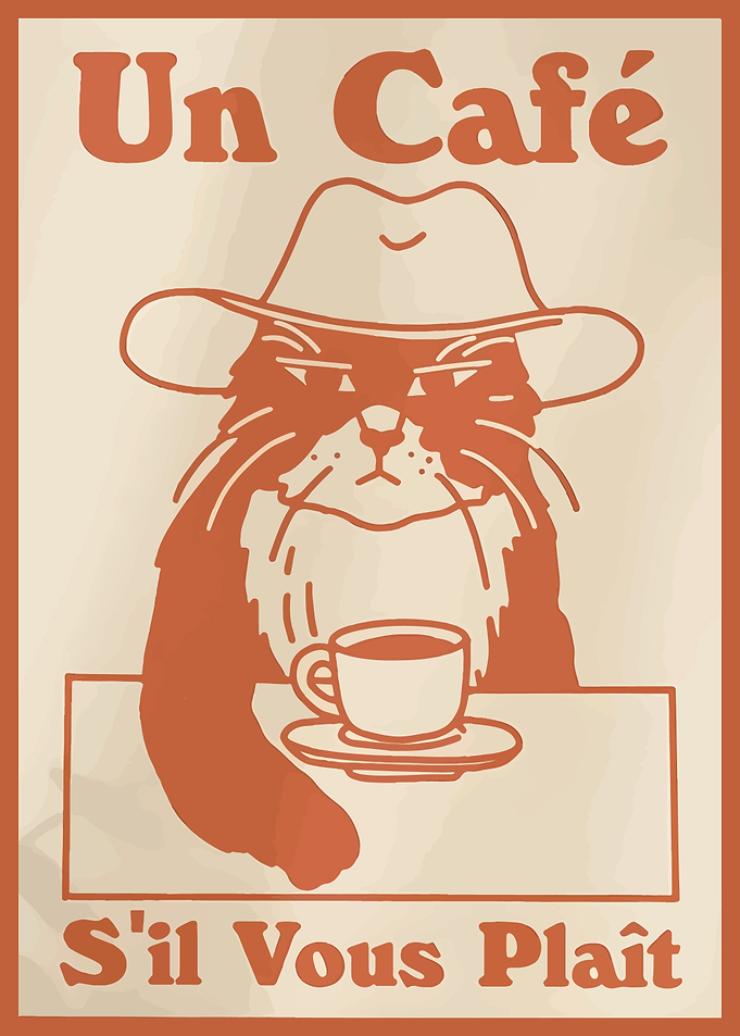 Un Cafe S'il Vous Plait Cat