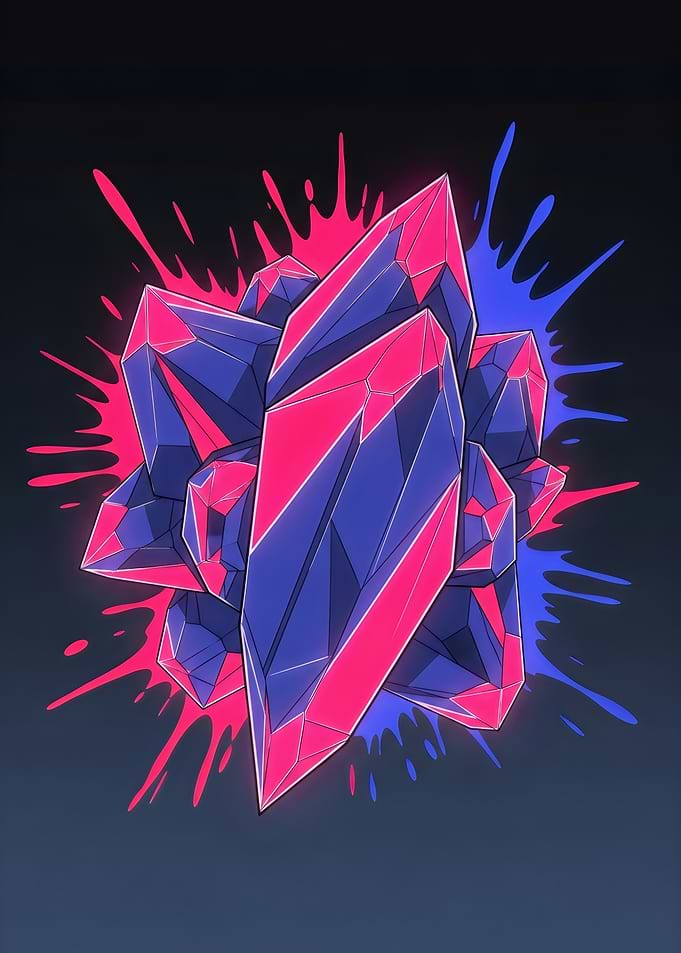 Pop Art Crystals with Pink and Blue Splashes