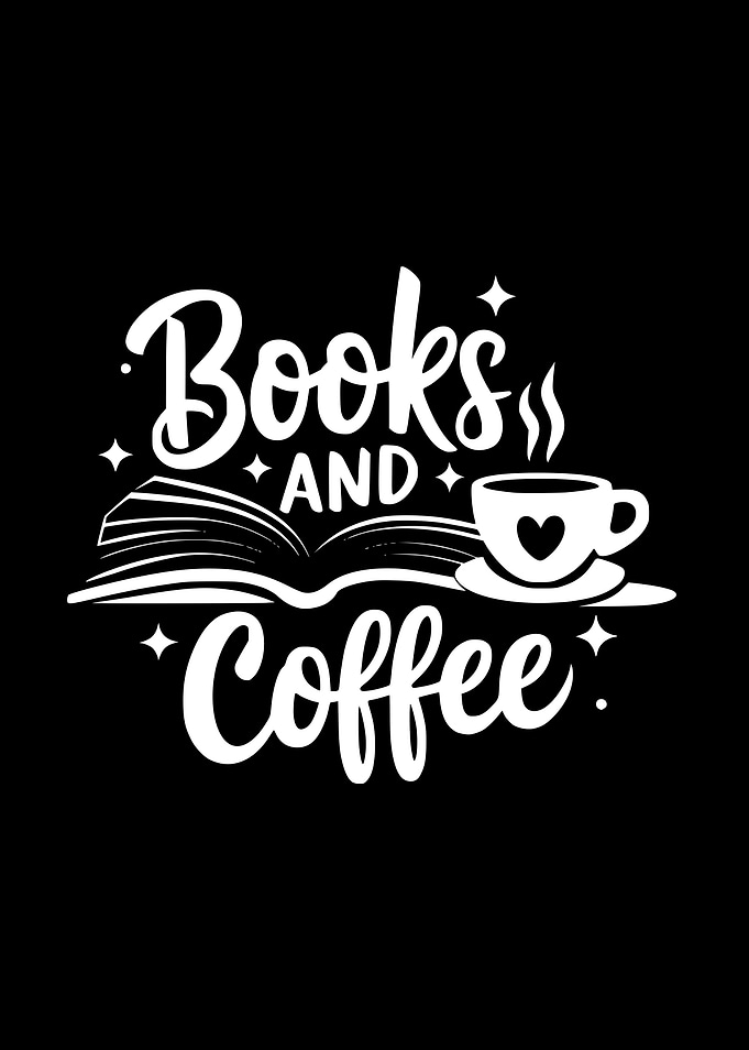 Books and Coffee White Graphic
