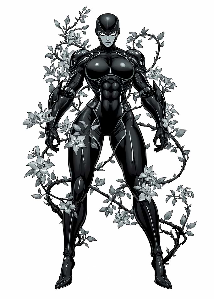 Female Android with Floral Accent