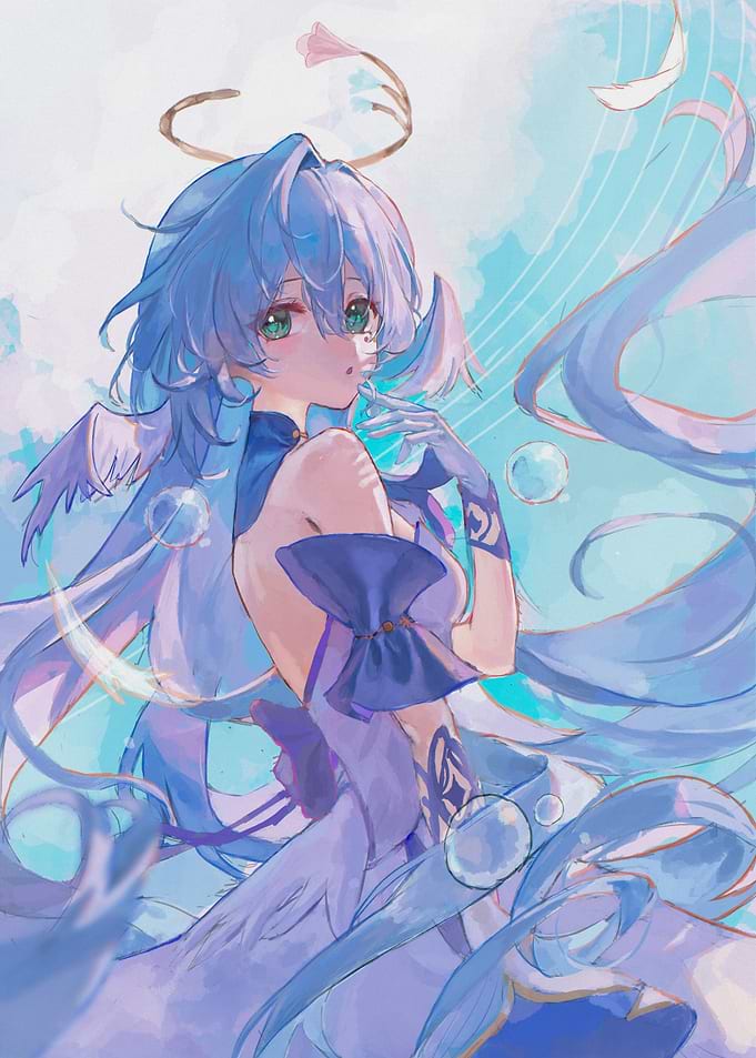 Girl with Blue Hair and Halo