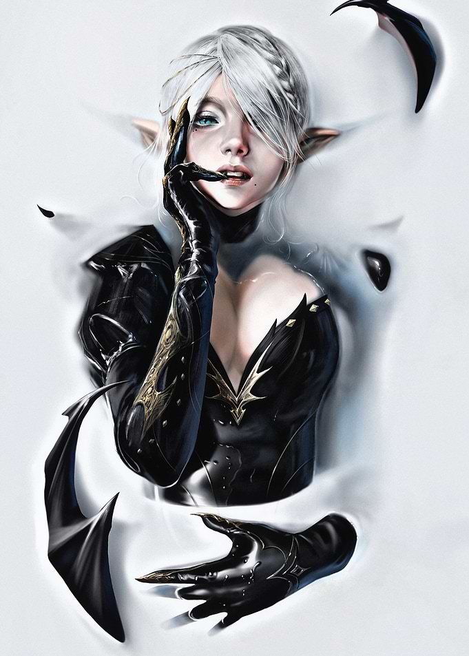 Elegant Elf in Black Attire