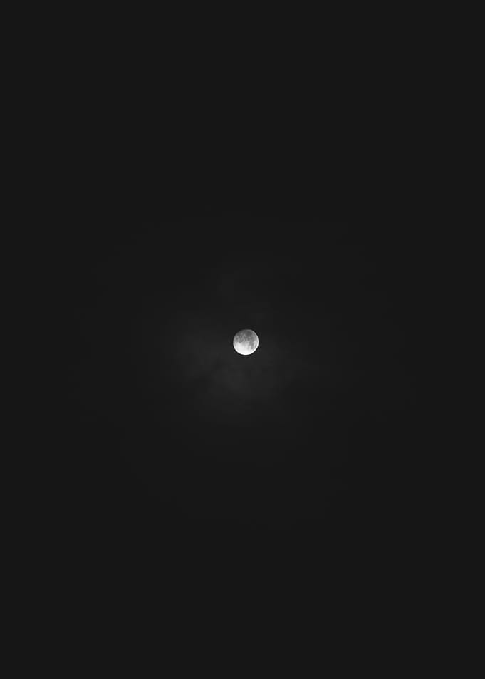 Monochrome Moon in Dark Sky