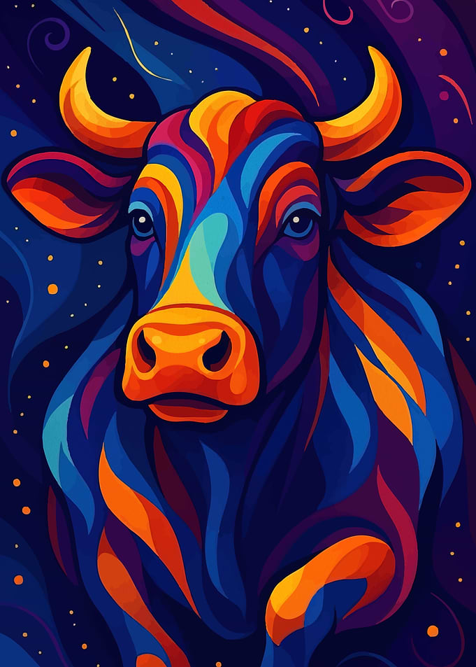 Colorful Cow Portrait