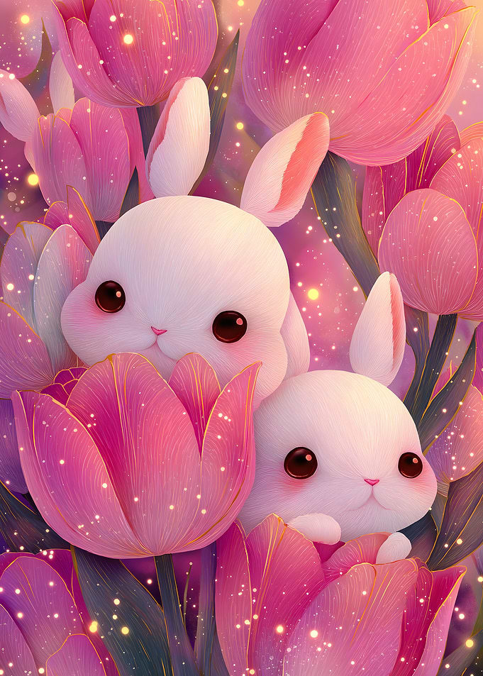 Bunnies in Tulips