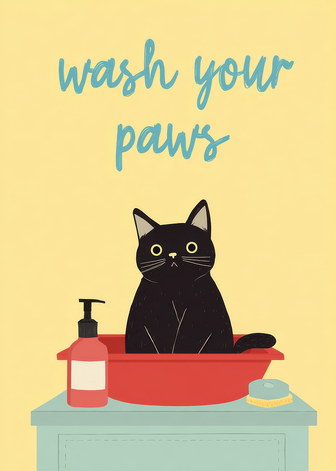Wash Your Paws Cat Art