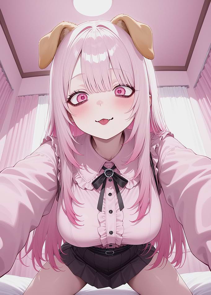 Anime Girl with Dog Ears Selfie
