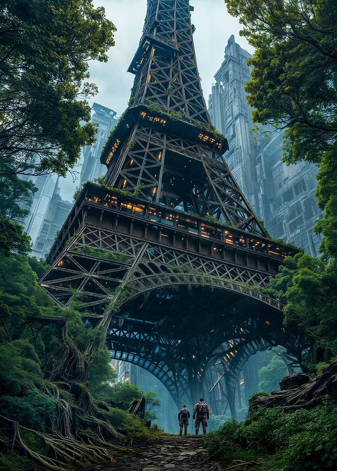 Overgrown Tower in Post-Apocalyptic Paris