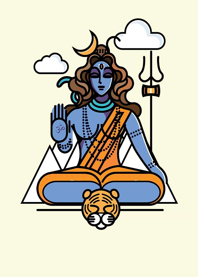 Lord Shiva Illustration with Tiger