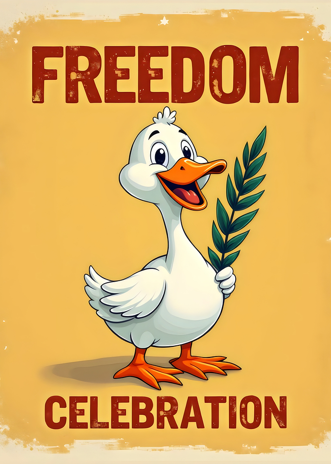 Freedom Celebration Cartoon Duck Poster