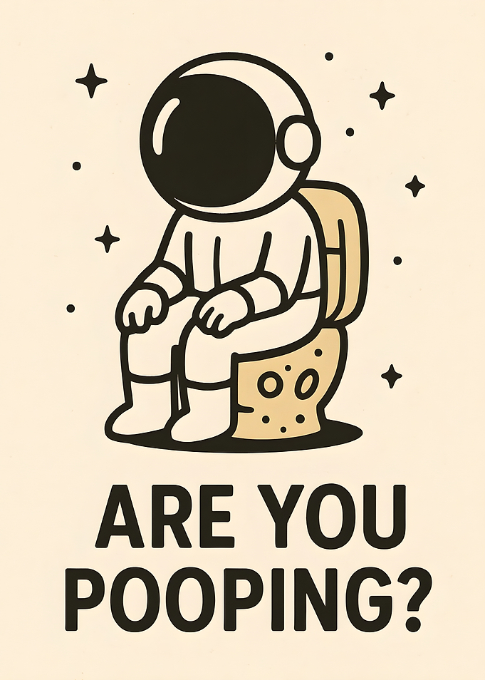 Astronaut on Toilet - Funny Space Art