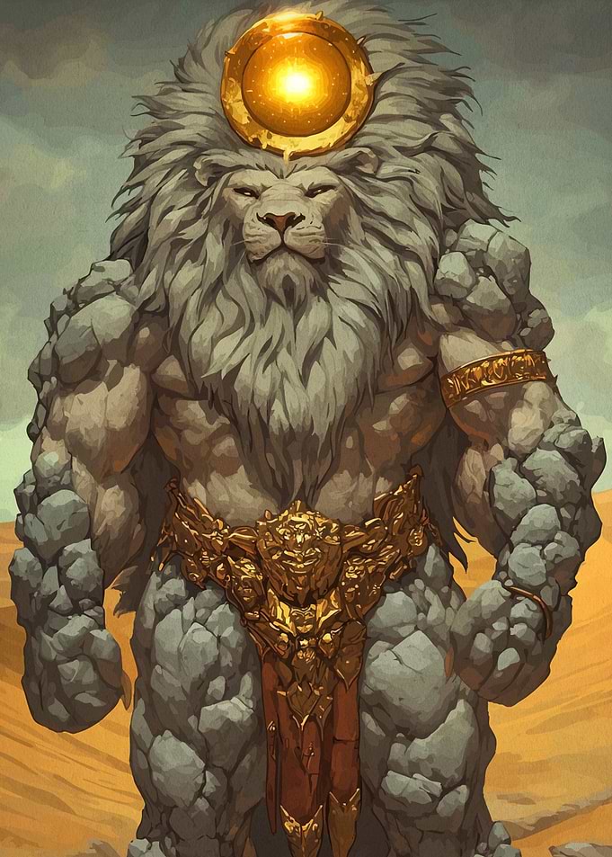 Stone Lion Warrior Golden Sun