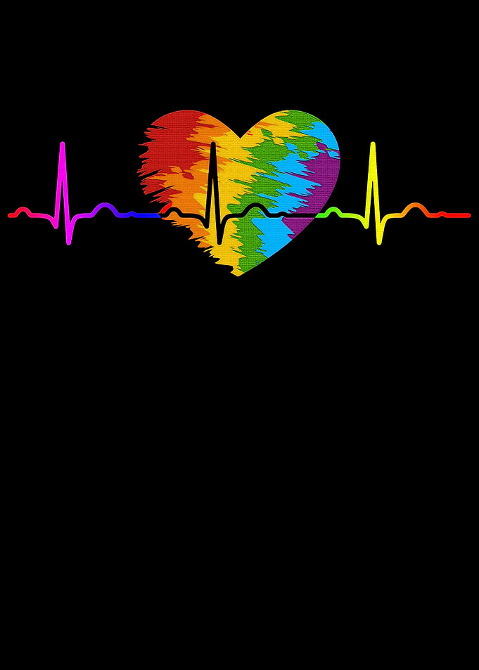 Rainbow Heartbeat on Black Background