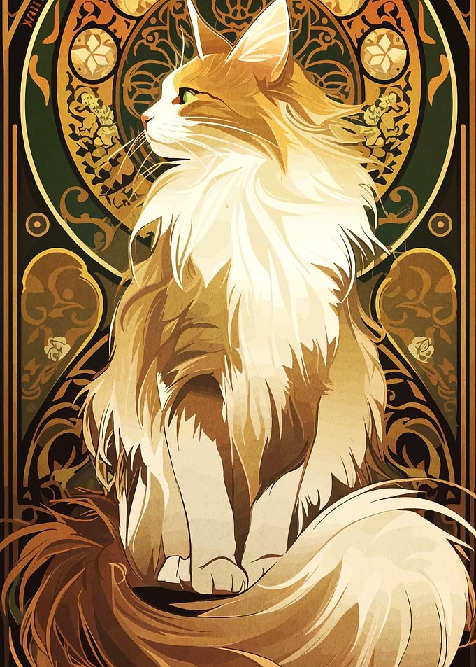 Art Nouveau Cat Portrait