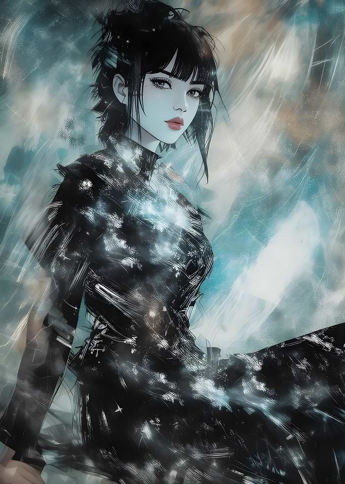 Anime Girl in Black Dress