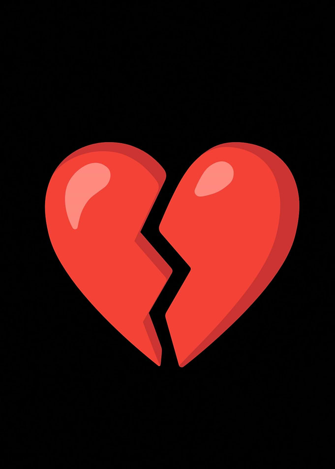 Broken Heart on Black Background