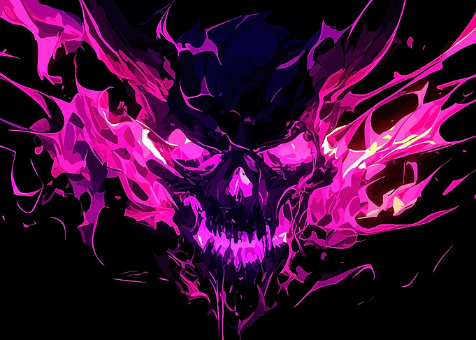 Skull with Pink Flames