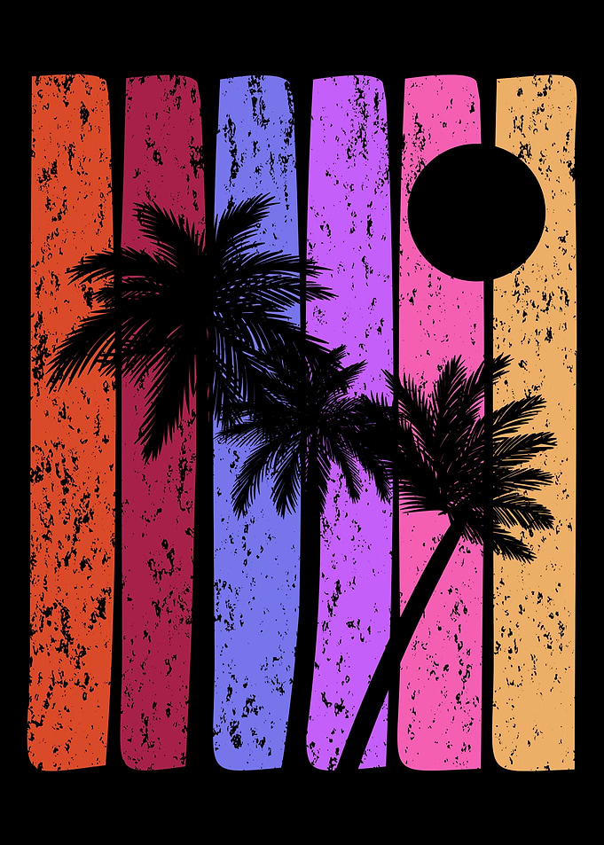 Retro Palm Trees and Sunset