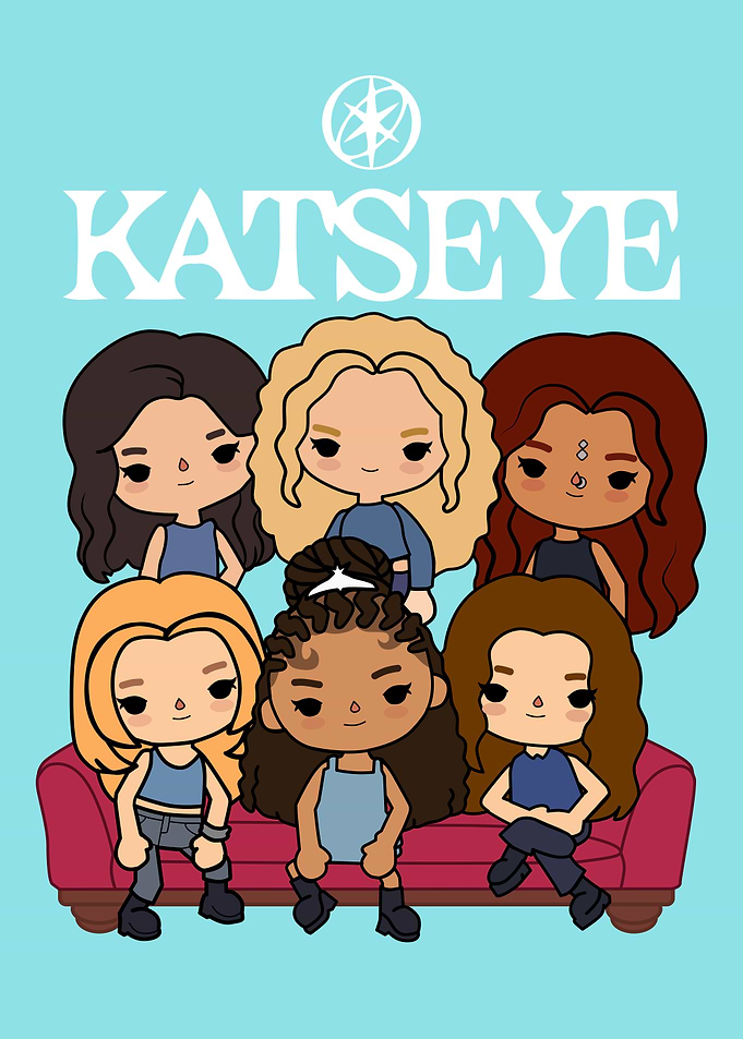 Katseye Group Cartoon Illustration