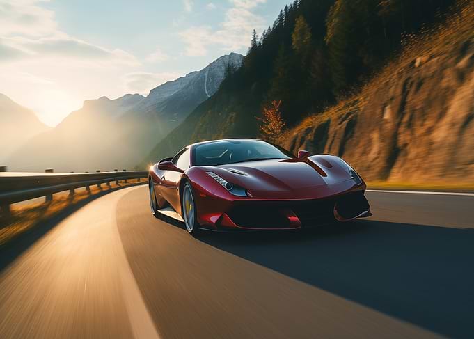 Red Sports Car on Road