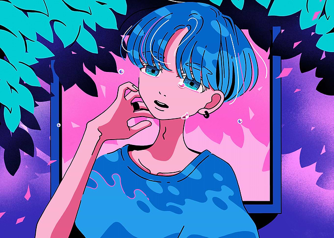 Anime Girl with Blue Hair