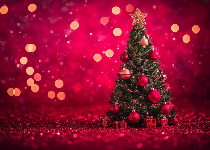 Festive Christmas Tree with Red Ornaments