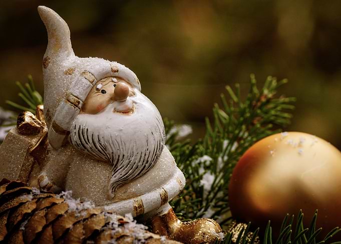Christmas Gnome with Ornament and Pine