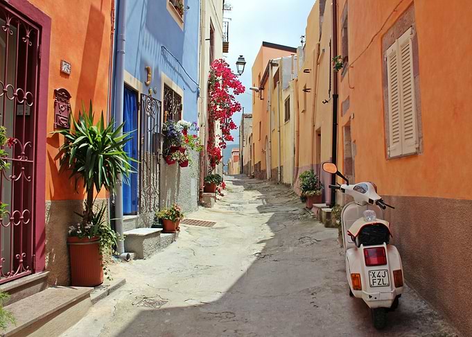 Colorful Italian Street with Scooter