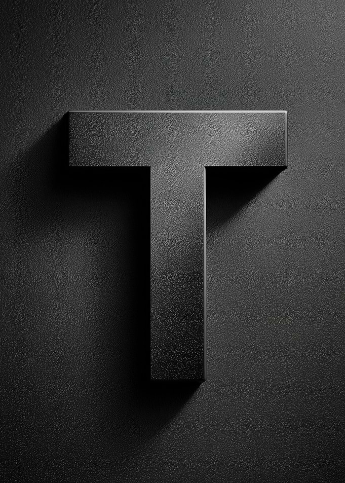 Matte Black Letter T