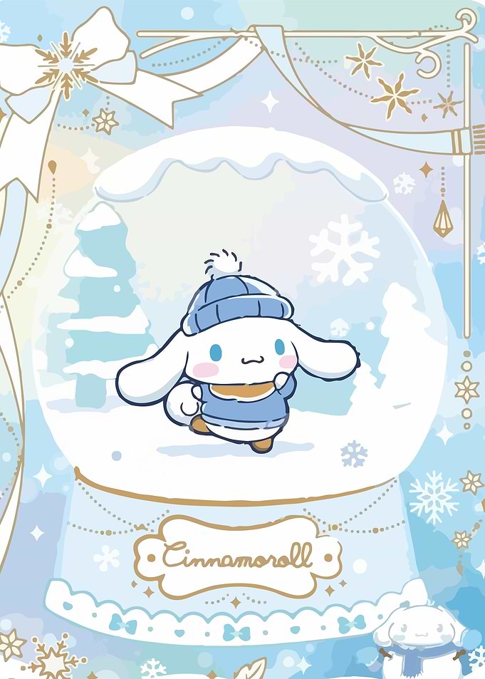 Cinnamoroll Winter Snow Globe Illustration