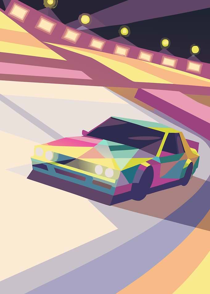 Geometric Car on Racetrack Pixel Art