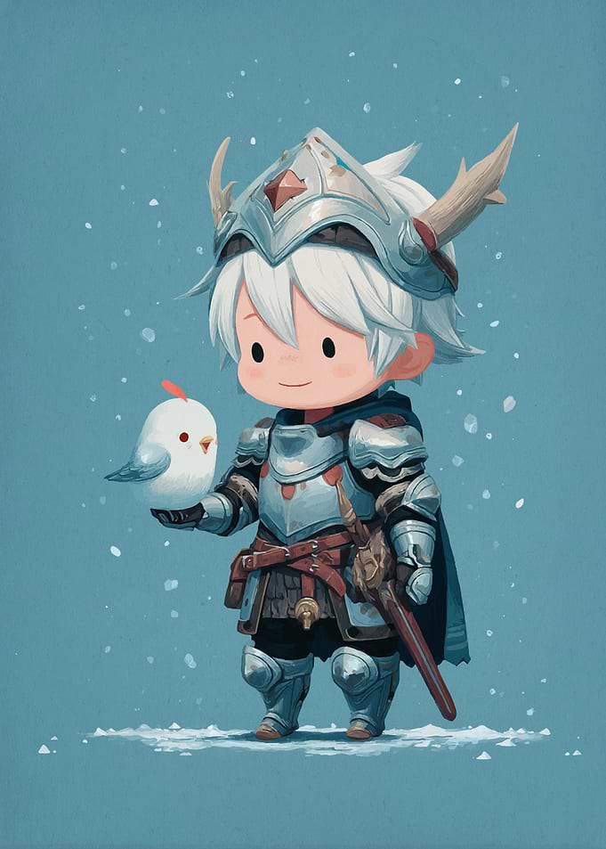 Chibi Knight with Bird Friend