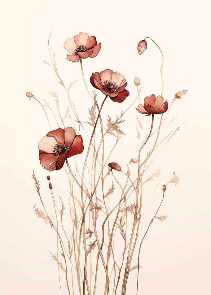 Red Poppies Floral Art