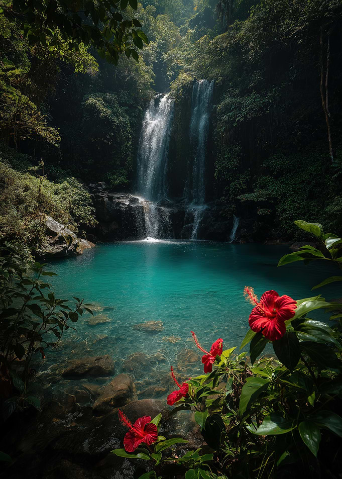 Hibiscus Flowers Waterfall