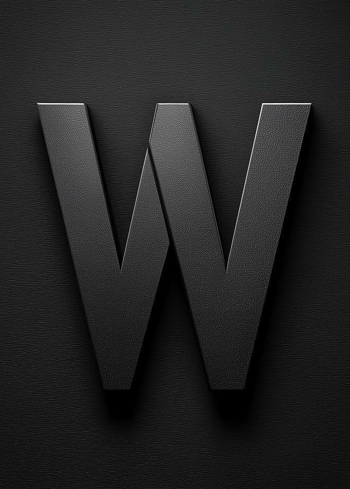 Matte Black Letter W